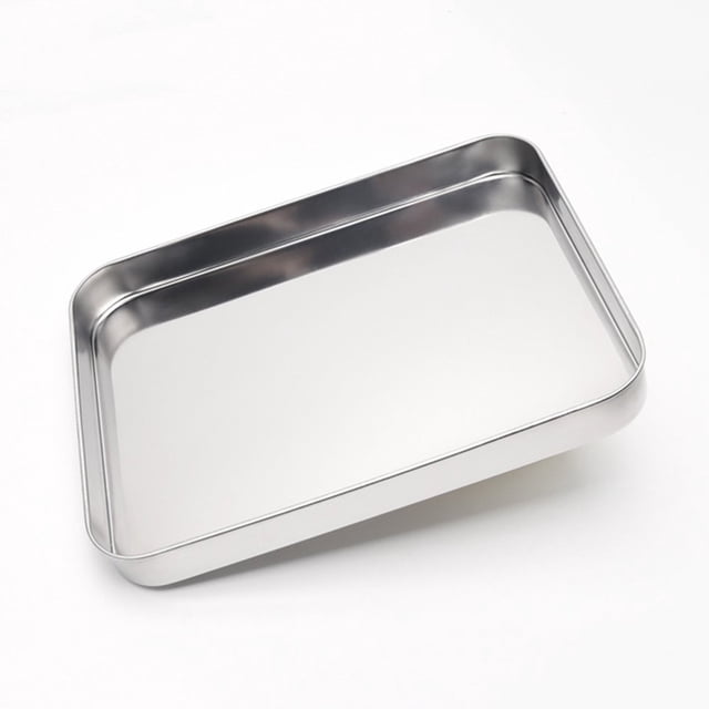 HLONK Plateau de Cuisson en Acier Inoxydable 10 Pouces Rectangulaire pour Riz et Nouilles pour Maison restaurant
