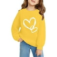 thumbnail image 6 of KHONTS Girls Long Sleeve Sweatshirts with Heart Print Casual Loose Fit Pullovers Tops Jacket for Kids,Size 3-14 Years Yellow 100, 6 of 7