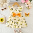 thumbnail image 5 of NAFUU Toddler Girl Dress Summer Fly Sleeve Round Neck With Adorable Print With Bow Detail Cute For Infant Party Dresses For Girls Sizes 18-24 Months, 5 of 9