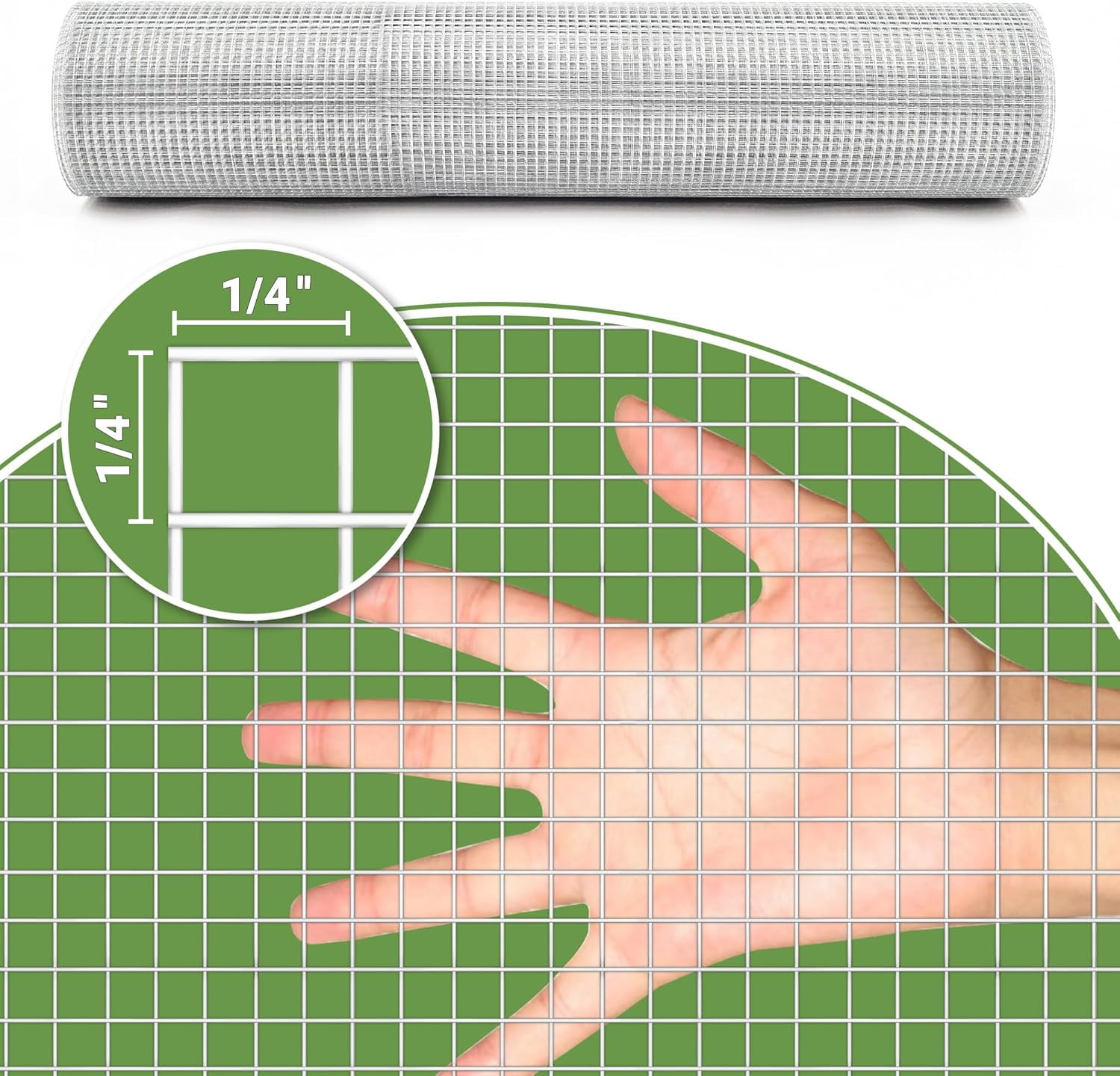 24 in x 100 ft 1/4 inch Hardware Cloth 23 Gauge Wire Fencing Galvanized Welding Garden Fence Roll Square Mesh Chicken Rabbit Snake Cage Heavy Duty Welding Fencing