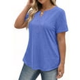 thumbnail image 4 of Fantaslook Lace Plus Size Tops for Women V Neck Short Sleeve Blouses Summer Tunic Shirts, 4 of 11