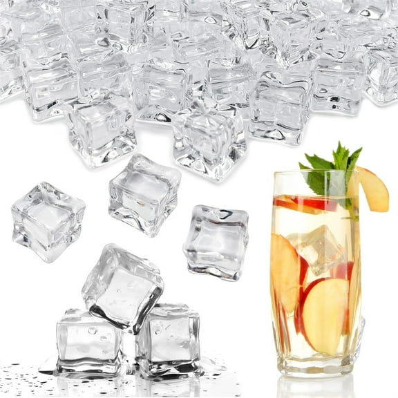 Tutuviw Clear Fake Ice Cubes,0.7" Plastic Ice Cubes,Acrylic Decorative Ice Rocks Square,Artificial Crystals Vase Rocks Display for Photography Props Centerpiece Vase Fillers Decoration(About 50Pcs)