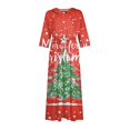 thumbnail image 5 of Christmas Dresses for Women Ladies Fashion Christmas Print Lapel Button-Down Seven-Quarter Cuff Strap-Up Dress with Merry Christmas for Christmas Party,Dark Green,XL, 5 of 5