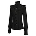 thumbnail image 3 of Blmnix Black Womens Button Up Shirts Maroon Gothic Summer Blouse Long Sleeve Turtleneck Shirts, 3 of 5