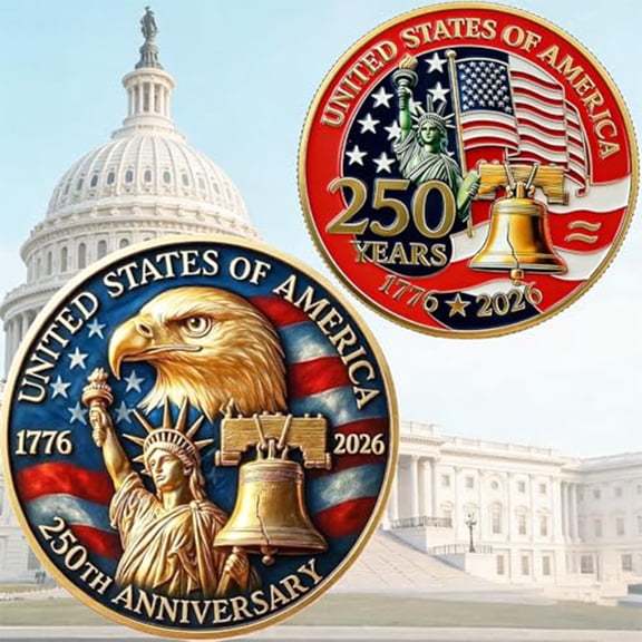 250th Anniversary Patriotic Theme Commemorative Coin, 250th Anniversary Decoration Souvenir, 250th American Independence Day Decoration, 1776-2026 Patriotic Decoration, July 4th Decoration