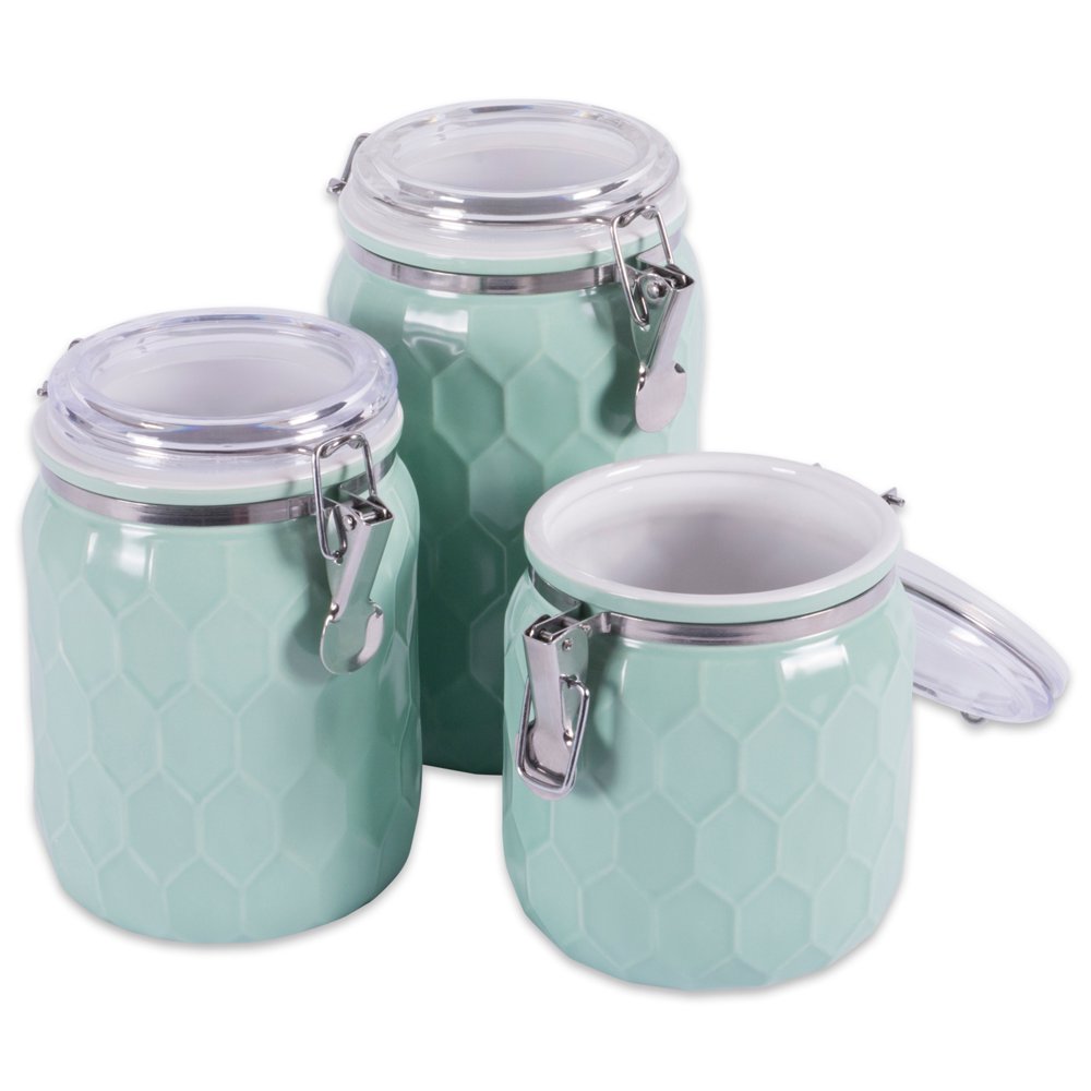 DII Canister with Clamp Lock Kitchen Storage Set, Set of 3, Assorted Sizes, Ceramic