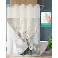 thumbnail image 2 of No Hook Shower Curtains with Snap in Liner, White Floral Waterproof Fabric Shower Curtain, Botanical Abstract Oil Painting Plant Double Layers & See-Through Top Window Bathroom Curtains 48''x72'', 2 of 6