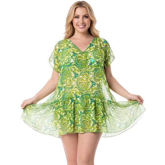 HAPPY BAY Women's Beachwear Swimsuit Coverups for Women Summer Swim Beach Dress Cover ups for Swimwear Women Loose Hawaiian Bathing Suit M-L Shamrock, Paisley