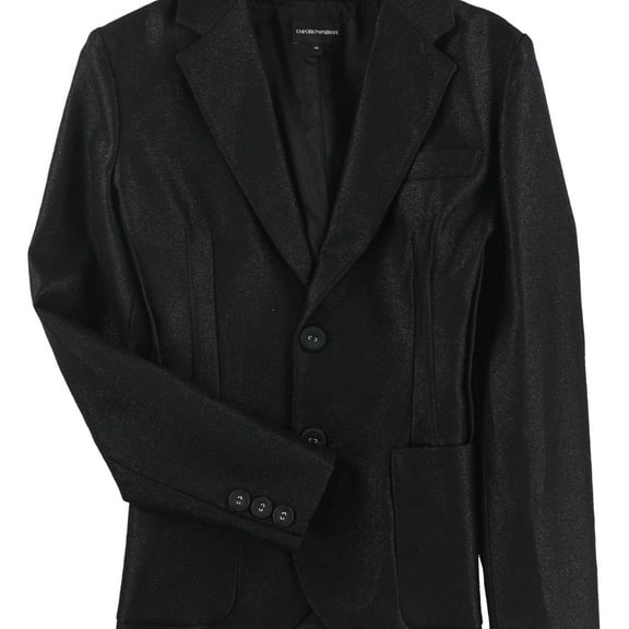 Armani Womens Solid Two Button Blazer Jacket, Black, 46