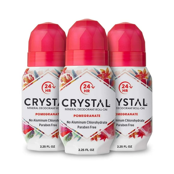 Desodorante corporal Crystal Mineral Roll-On Granada, 66 ml, paquete de 3