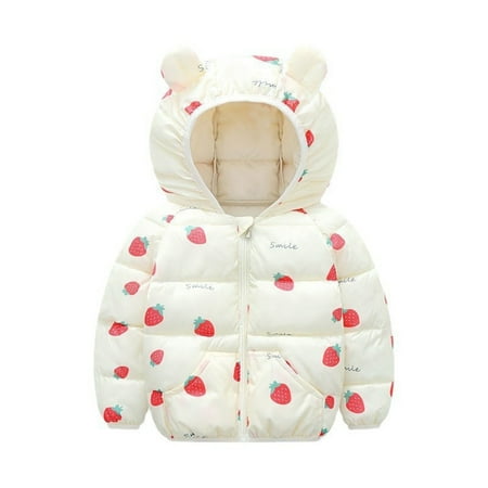 

nsendm Light Winter Coat Girls Toddler Boys Girls Winter Coat Bear Ears Cartoon Hooded Jacket Winter Jacket Size 7 Beige 3-4 Years