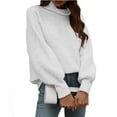 thumbnail image 3 of IROINNID Reduced Womens Sweater Turtleneck Pullover Sweater Solid Color Comfy Short Length Long Sleeve Sweater Tops, 3 of 6
