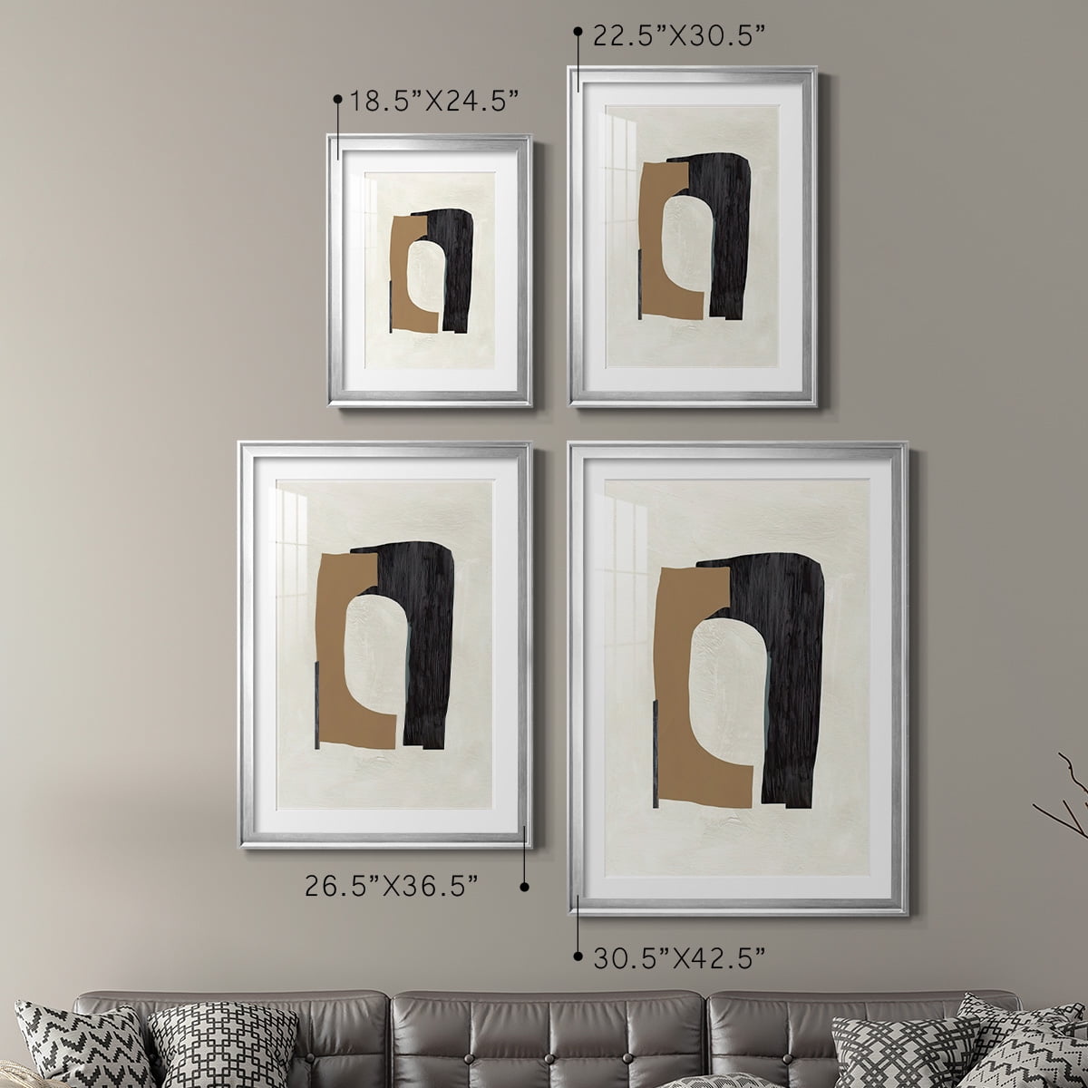 Wexford Home Cardboard Cutouts I Premium Framed Print, 22.5" x 30.5" - Ready to Hang, Silver (Set of 2)