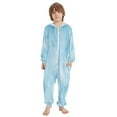 thumbnail image 2 of Soft Big Kids Onesie Pajamas Cozy Loose-Fit Jumpsuits for kids with Pockets for Christmas Lounge & Play Light Blue Icy Texture, 2 of 8