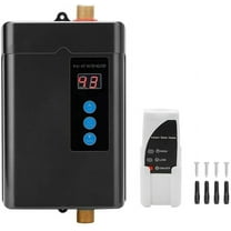 Tankless Water Heater Electric 3KW 110V, Mini Instant Hot Water Heater With Remote Control Temperature Display Electric Tankless RV Water Heater for Under Sink Tap Home Kitchen Bathroom (Black)