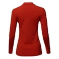 thumbnail image 3 of A2Y Women's Basic Solid Soft Cotton Long Sleeve Mock Neck Top Shirts Junior Fit Dark Red S, 3 of 6