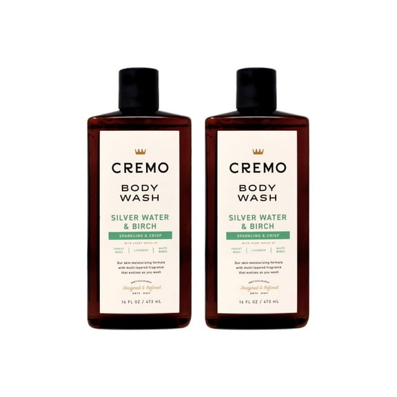 2 Pack - Cremo Body Wash for Men, Silver Water & Birch, Sparkling & Crisp, 16 Fl Oz