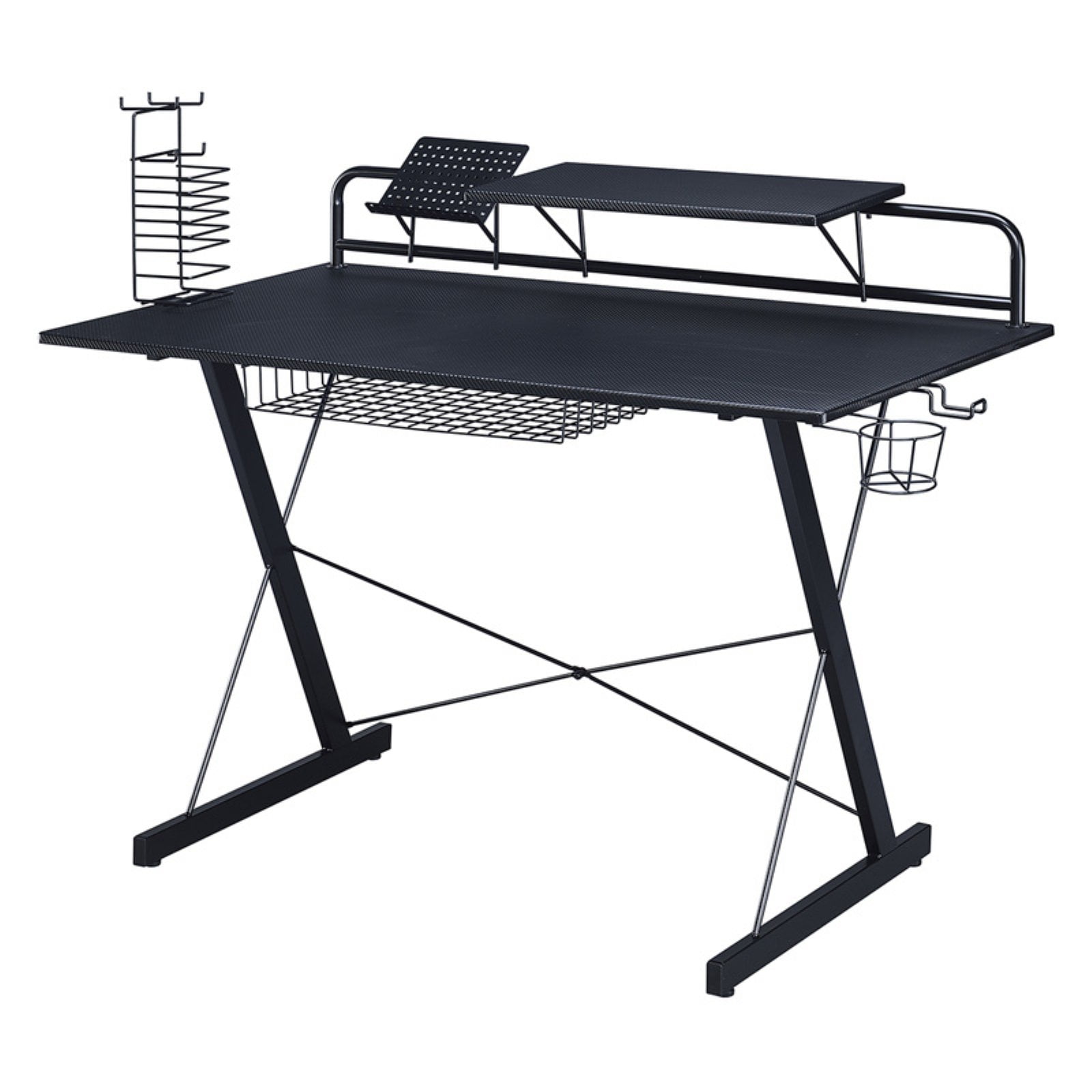 Black Carbon Computer Gaming Desk With Adjule