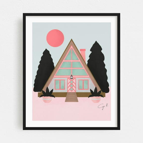 A frame cabin - Illustration Black Framed Wall Art Print 16 x 20 inches