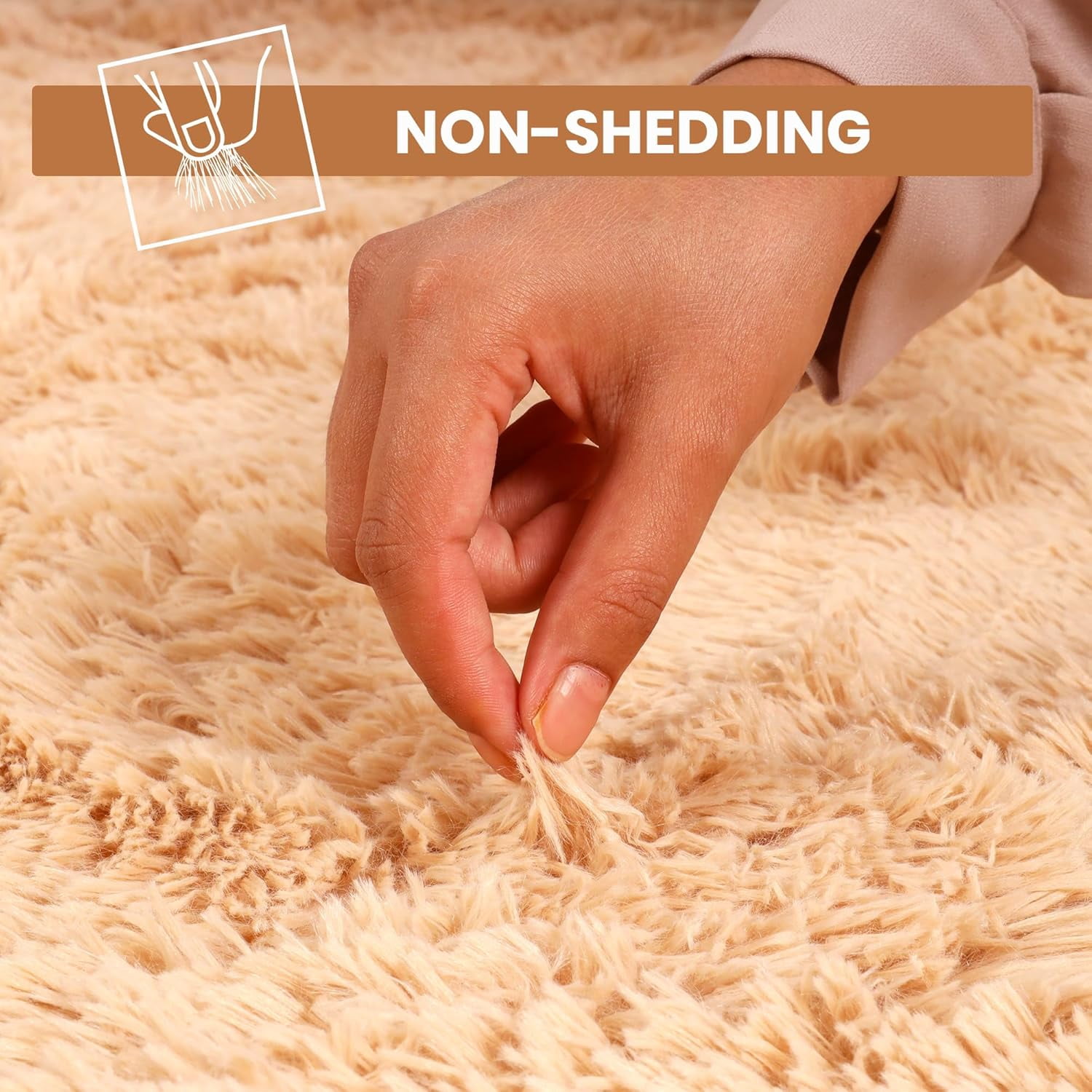 Ameha Shaggy Rug 3x5ft Non-Slip Fluffy Soft Faux Floor Carpets Rectangle for Bedroom Livingroom Decor Beige
