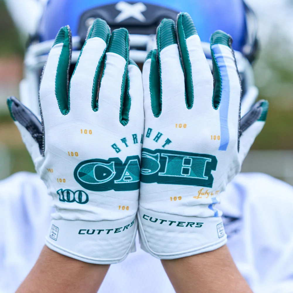 Cutters, Rev 5.0 Football Receiver Gloves, Youth, L, Straight Cash