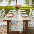 thumbnail image 4 of Table Runners 108 Inches Long Dress Scarves, Summer Ocean Farmhouse Coffee/Dining/Kitchen Table Runner for Living Room, Watercolor Coastal Coral Shell Seaweed Beige 13x108 Inch, 4 of 9