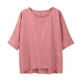 thumbnail image 2 of WCJM Women Pjs Sets Short Sleeve T Shirt Women's Short Sleeve T-Shirt Loose Button Shirt Top Stand Solid Color Sleeve Collar Casual Women's Shirt Women's Shirt, 2 of 7