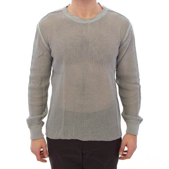 Dolce & Gabbana Gray Runway Logo Netz Pullover Netted Sweater