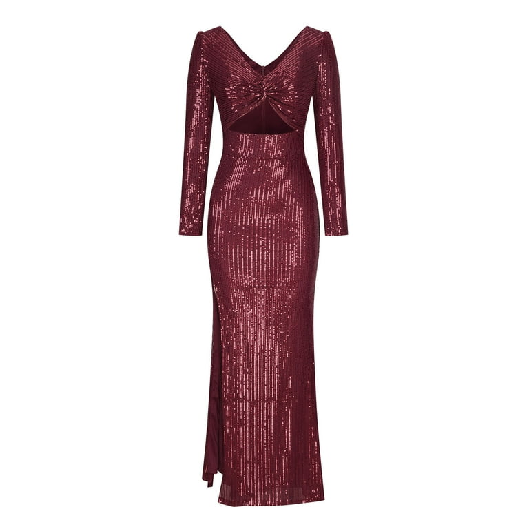 what shoes to wear with burgundy lace dress Burgundy Sequin Long Sleeve Mock Neck Maternity Maxi Dress – PinkBlush main image 1