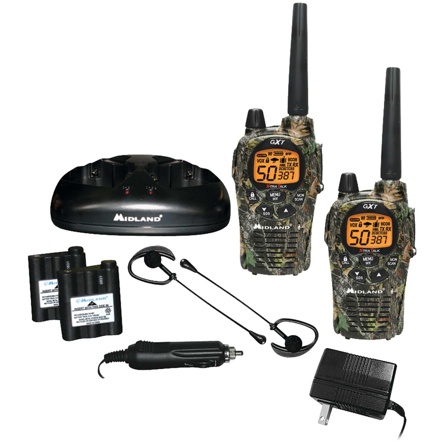 Midland GXT1050VP4 36Mile Camo GMRS Radio 4 Pack With Batteries & Drop