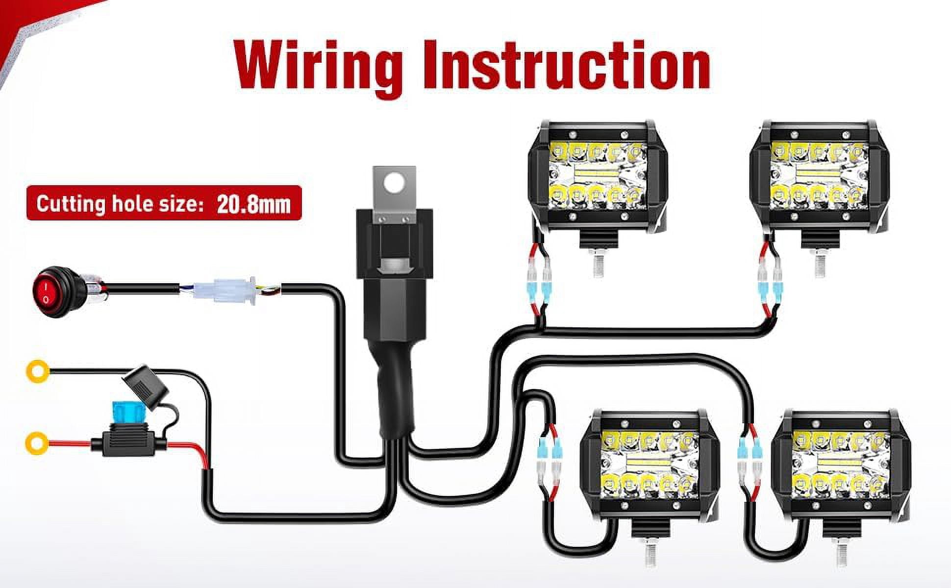 Nilight 4PCS 4 Inch 18W Spot Led Light Bars LED Work Lights Led Fog Lights Off Road Driving Lights with Off Road Wiring Harness