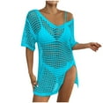 thumbnail image 2 of Aloohaidyvio Crochet Swimsuit Coverup for Women Short Sleeve Swim Cover Up Hollow Out Knitted Bikini Beachwear, 2 of 5
