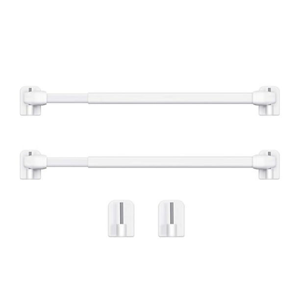 Billuyoard Barra de cortina de 2 piezas, barra de soporte extensible sin perforar, varillas colgantes para el hogar con ganchos para el baño del hogar, Tratamientos de ventanas Billuyoard HA062092-00B
