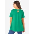 thumbnail image 2 of Roaman's Women's Plus Size Plus Size Cotton Ultimate Swing Tee With Keyhole Back, 2 of 5