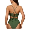 thumbnail image 5 of Summer Saving pimelu Bathing Suit for Women Bikini Sets for Women Two Piece Swimsuits Tummy Control Swimsuit Ladies Solid High Waist Strap Bathing Suits Bathing Suit, 5 of 7