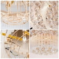 thumbnail image 5 of 32" Crystal Gold Ceiling-Light Flush Mount with Remote Control, Modern Crystal Raindrop Chandeliers for Bedroom Hallway Dinning and Living Rooms-Round, 5 of 10