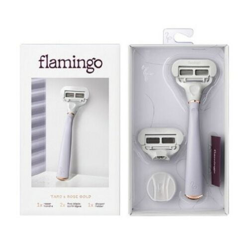 Flamingo Taro Razor PLUS 6 Refills and Flamingo Shave Gel 6.7 Oz