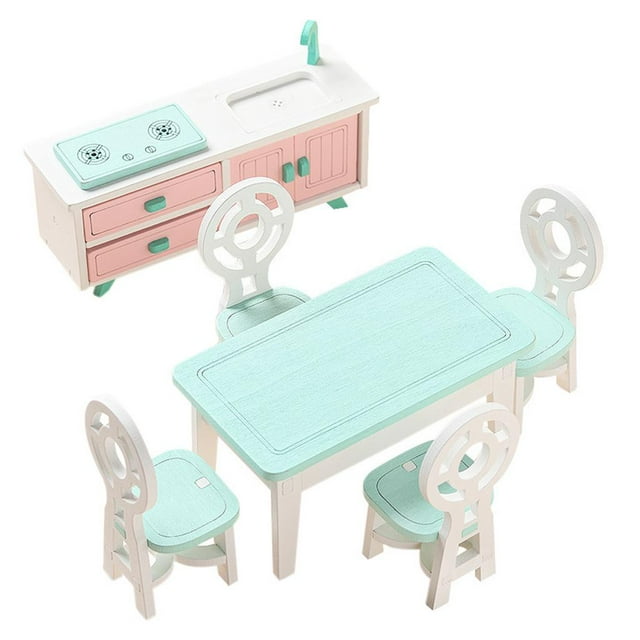 Muebles de de , accesorios de 1:12 modelo de decoración de muebles en miniatura, juguete para niños Comedor 6PCS