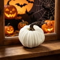 thumbnail image 4 of Hvmvliv Simulated Pumpkin Decoration,Halloween Thanksgiving 4.72in Faux Velvet Fabric Pumpkin Decor Cabinet Display,Versatile Centerpiece for Home,Table,Party White, 4 of 7