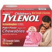 Tylenol Childrens Pain Plus Fever Reducer Chewables Tablets Bubblegum-flavored 24 Ea