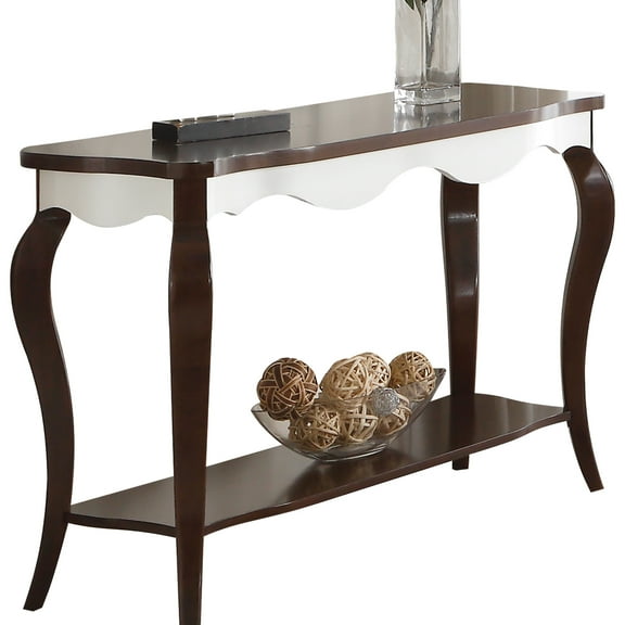 Chic White And Walnut Entryway Console Table - Synthetic Wood Piece, 48x17x30, 49lb Elegant Wood, 48x17x30 Inches, 49 Pounds