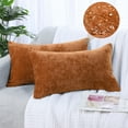 thumbnail image 2 of Unique Bargains Set of 2 Soft Water Repellent Throw Pillow Covers Burnt Orange 12x20 Inch, 2 of 8