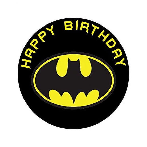 7.5 Inch Edible Cake Toppers – Batman Classic Logo Themed Birthday Party Collection of Edible Cake Decorations fits 8 inch round cake or larger