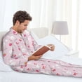 thumbnail image 6 of Naloa Love Rabbit Men’s Pajamas Set - Long Sleeve Button Down Sleep Shirt and Pajama Bottoms Sleepwear Set-X-Large, 6 of 7