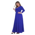thumbnail image 6 of POSESHE Plus Size Women's Solid 3/4 Sleeve Evening Gown, Flowy V-Neck Maxi Dress, 6 of 6