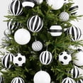 thumbnail image 4 of 1-6 piezas de bolas navideñas de 8-30 cm pintadas a mano en blanco y negro para colgar en el árbol de Navidad, adornos para decoración del hogar, regalo de Año Nuevo 2024, 4 of 5