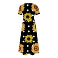 thumbnail image 4 of Qiopertar Robe d'Été Décontractée à Manches Courtes Col Rond Robe Maxi Fluide à Volants de Plage avec Poches Robe à Imprimé Dégradé Grandes Économies de Vacances! jusqu'à 90 % de Réduction, 4 of 5