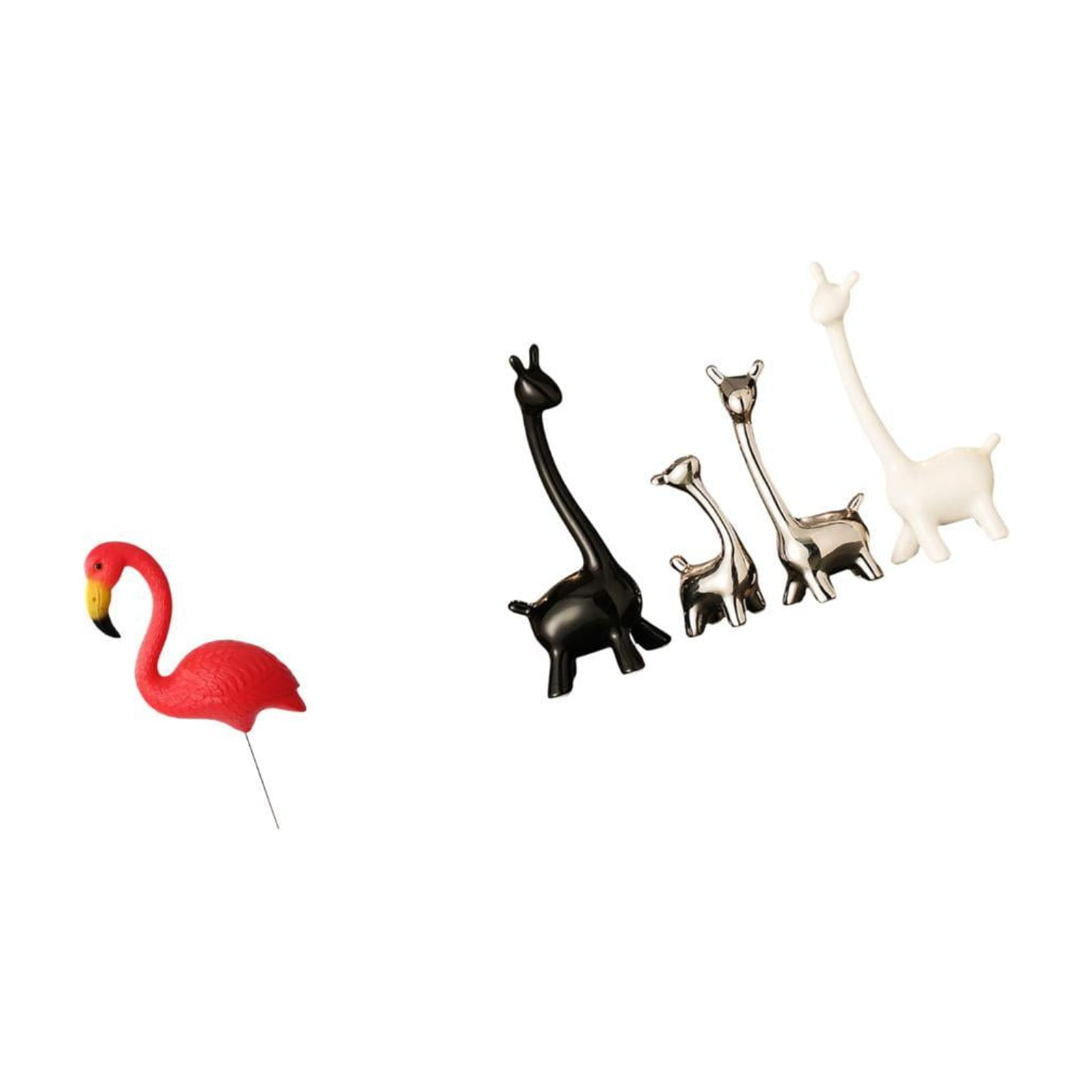 Miulika Bird Giraffe Statue Figurine Yard Art Ornament Flamingo Garden Stake Sculpture Ceramic Centerpiece Modern Creative Desk Office Bookshelf Bedroom Decor Holiday Spring