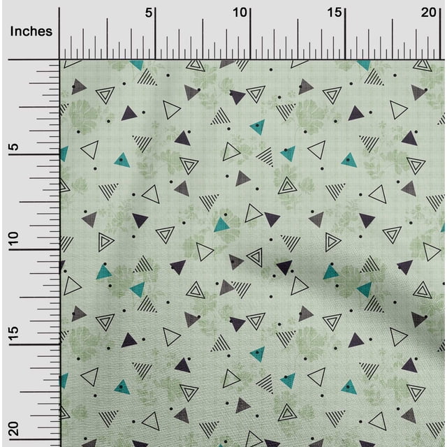 oneOone Polyester Lycra Light Mint Green Fabric Triangle Geometric Sewing Craft Projects Fabric Prints By Yard 56 Inch Wide