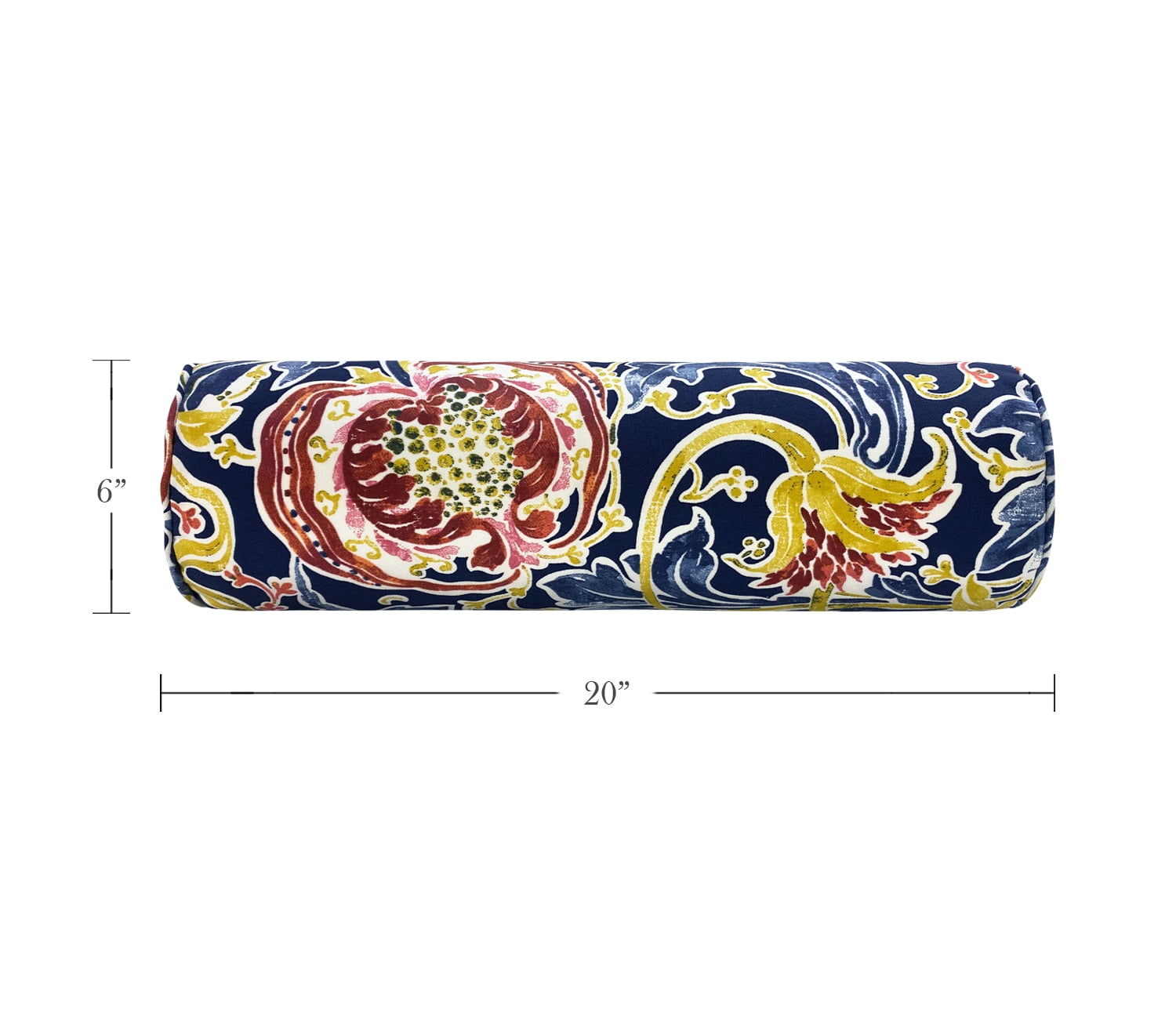 FBTS Prime 2 Pcs 20x6 inch Round Navy Blue Paisley Indoor Outdoor Bolster Pillows with Inserts